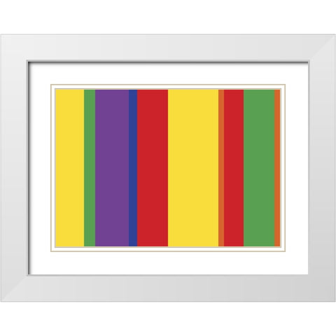 Bright Stripes V White Modern Wood Framed Art Print with Double Matting by Grayscale