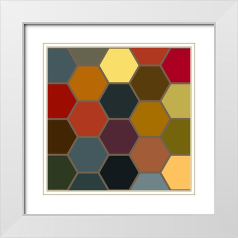 Bright Hive III White Modern Wood Framed Art Print with Double Matting by Grayscale
