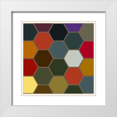 Bright Hive V White Modern Wood Framed Art Print with Double Matting by Grayscale