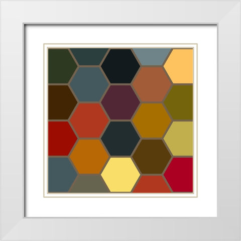 Bright Hive IX White Modern Wood Framed Art Print with Double Matting by Grayscale