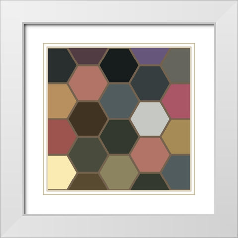 Soft Hive V White Modern Wood Framed Art Print with Double Matting by Grayscale