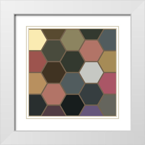Soft Hive VII White Modern Wood Framed Art Print with Double Matting by Grayscale