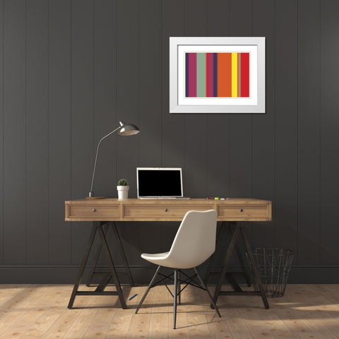 Bright Stripes VII White Modern Wood Framed Art Print with Double Matting by Grayscale