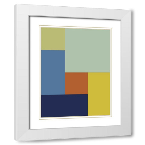 Bright Blocks I White Modern Wood Framed Art Print with Double Matting by Grayscale