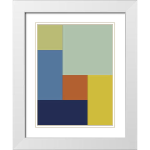 Bright Blocks I White Modern Wood Framed Art Print with Double Matting by Grayscale