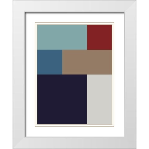 Bright Blocks II White Modern Wood Framed Art Print with Double Matting by Grayscale