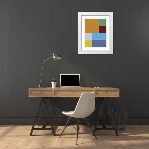 Bright Blocks III White Modern Wood Framed Art Print with Double Matting by Grayscale