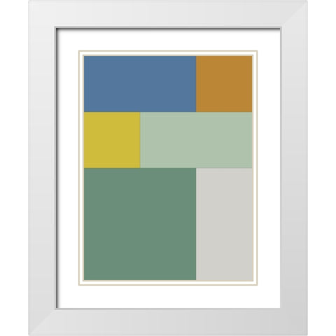 Bright Blocks XII White Modern Wood Framed Art Print with Double Matting by Grayscale