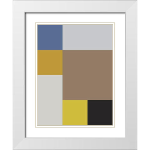 Bright Blocks XIX White Modern Wood Framed Art Print with Double Matting by Grayscale
