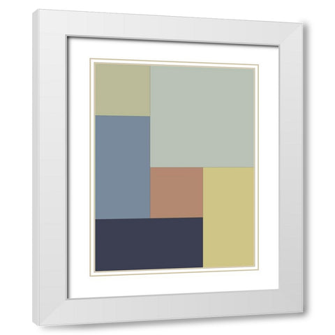 Soft Blocks I White Modern Wood Framed Art Print with Double Matting by Grayscale
