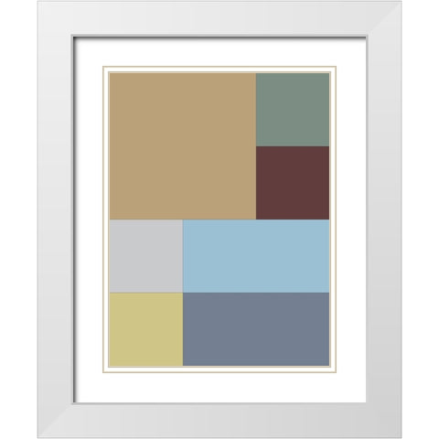 Soft Blocks III White Modern Wood Framed Art Print with Double Matting by Grayscale