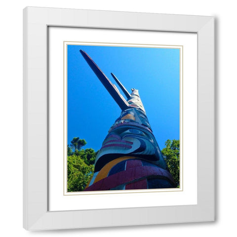 Totem Pole I White Modern Wood Framed Art Print with Double Matting by Grayscale