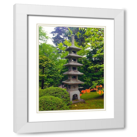 Pagoda Garden II White Modern Wood Framed Art Print with Double Matting by Grayscale