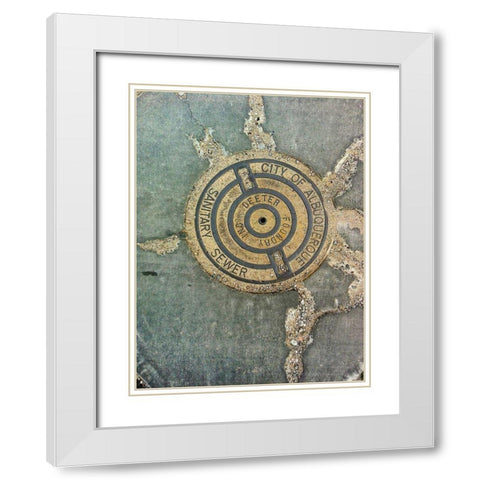 Utility Cover II White Modern Wood Framed Art Print with Double Matting by Grayscale