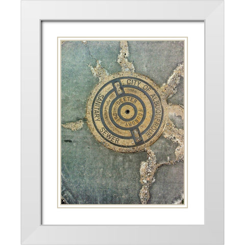 Utility Cover II White Modern Wood Framed Art Print with Double Matting by Grayscale