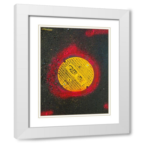 Utility Cover VIII White Modern Wood Framed Art Print with Double Matting by Grayscale