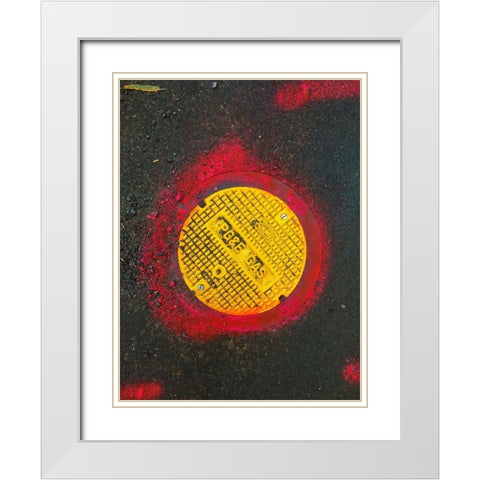 Utility Cover VIII White Modern Wood Framed Art Print with Double Matting by Grayscale