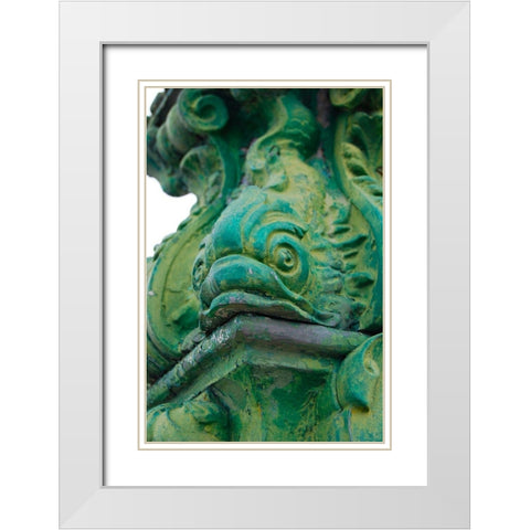 Fish Head II White Modern Wood Framed Art Print with Double Matting by Grayscale