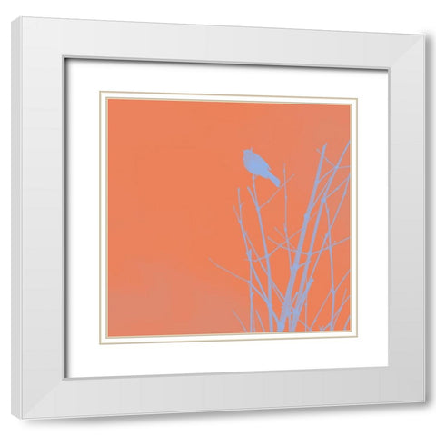 Bird Silhouette II White Modern Wood Framed Art Print with Double Matting by Popcorn