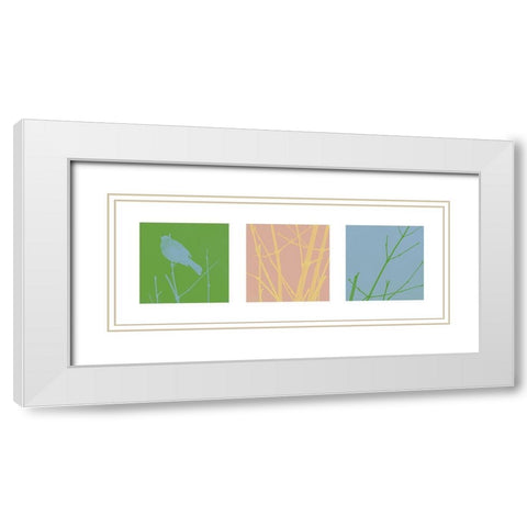 Bird Silhouette X White Modern Wood Framed Art Print with Double Matting by Popcorn