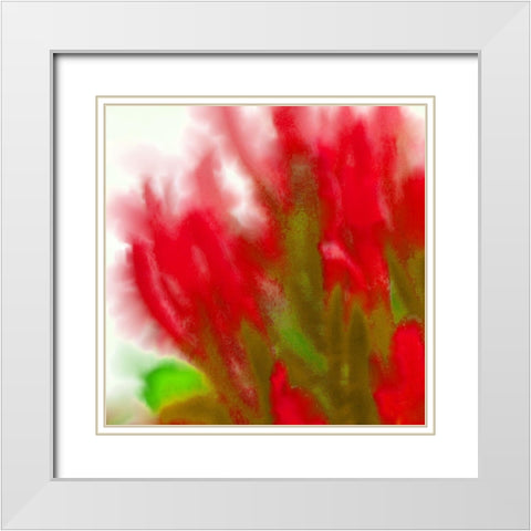 Flora in Red 1 White Modern Wood Framed Art Print with Double Matting by Tenoever, William