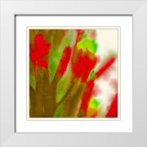 Flora in Red 3 White Modern Wood Framed Art Print with Double Matting by Tenoever, William