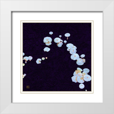 White Mushrooms Ver2 White Modern Wood Framed Art Print with Double Matting by Tenoever, William