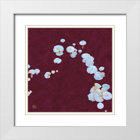 White Mushrooms Ver3 White Modern Wood Framed Art Print with Double Matting by Tenoever, William