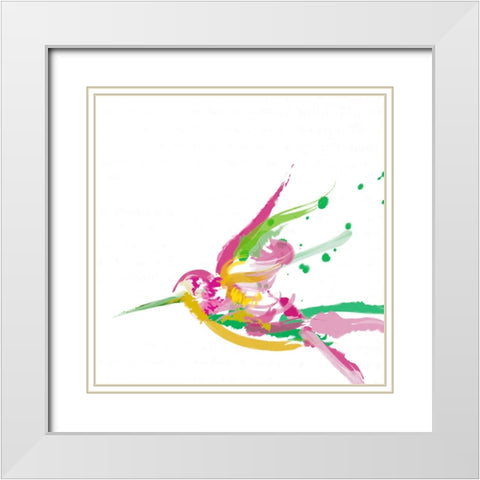 Hummingbird White Modern Wood Framed Art Print with Double Matting by Tenoever, William