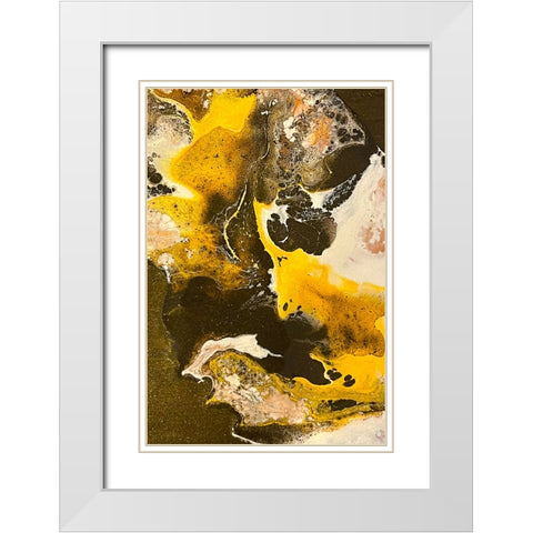 Gold Pour 2 White Modern Wood Framed Art Print with Double Matting by Tenoever, William