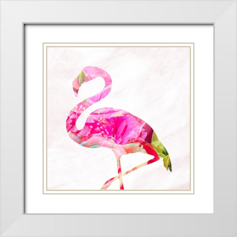Flamingo White Modern Wood Framed Art Print with Double Matting by Tenoever, William