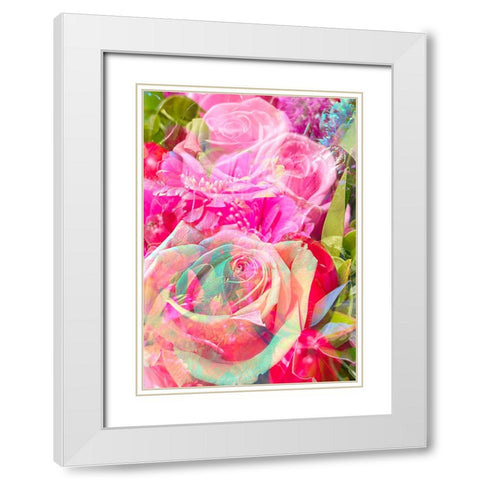 Shifting Light on Flowers White Modern Wood Framed Art Print with Double Matting by Tenoever, William