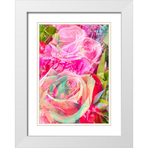 Shifting Light on Flowers White Modern Wood Framed Art Print with Double Matting by Tenoever, William