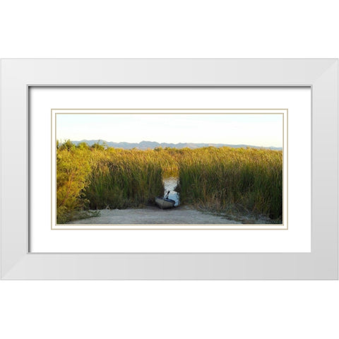 Roper Lake I: Boat White Modern Wood Framed Art Print with Double Matting by Popcorn