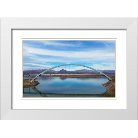Roosevelt Lake Bridge White Modern Wood Framed Art Print with Double Matting by Popcorn