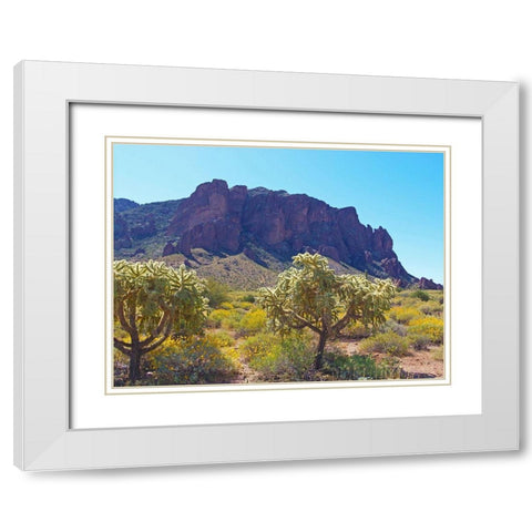 Superstition Mountain III White Modern Wood Framed Art Print with Double Matting by Popcorn