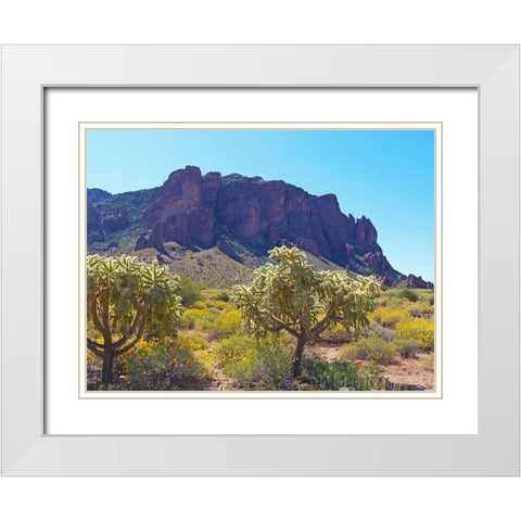 Superstition Mountain III White Modern Wood Framed Art Print with Double Matting by Popcorn