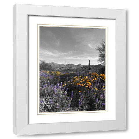 Wildflowers BandW VI White Modern Wood Framed Art Print with Double Matting by Popcorn