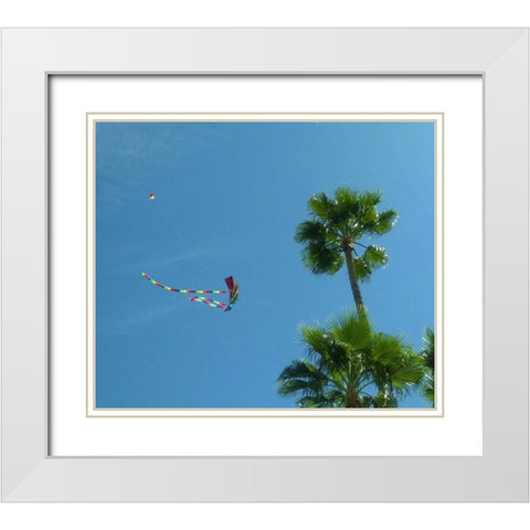 Kites I White Modern Wood Framed Art Print with Double Matting by Popcorn