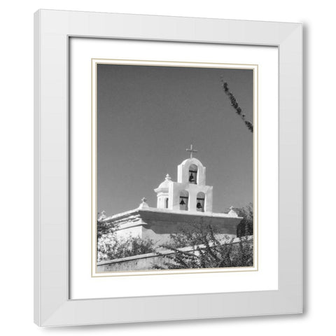 San Xavier Del Bac IV BandW White Modern Wood Framed Art Print with Double Matting by Popcorn