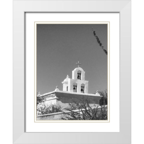 San Xavier Del Bac IV BandW White Modern Wood Framed Art Print with Double Matting by Popcorn