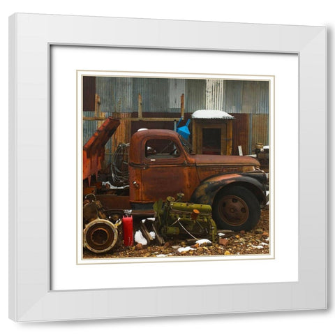 Junkyard C: Original White Modern Wood Framed Art Print with Double Matting by Popcorn