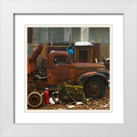 Junkyard C: Original White Modern Wood Framed Art Print with Double Matting by Popcorn