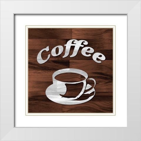 Coffee Woodblock White Modern Wood Framed Art Print with Double Matting by Tenoever, William