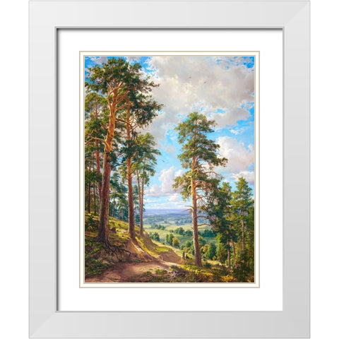 Eagles song White Modern Wood Framed Art Print with Double Matting by Basov, Sergej