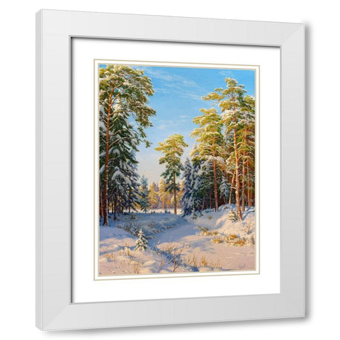 Winter noon White Modern Wood Framed Art Print with Double Matting by Basov, Sergej