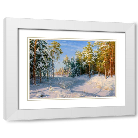Frost and sunshine White Modern Wood Framed Art Print with Double Matting by Basov, Sergej