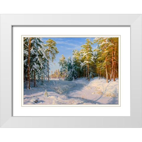Frost and sunshine White Modern Wood Framed Art Print with Double Matting by Basov, Sergej