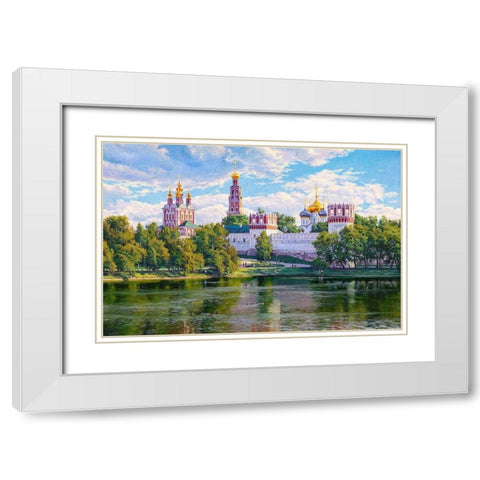 Novodevichy monastery 2 White Modern Wood Framed Art Print with Double Matting by Basov, Sergej