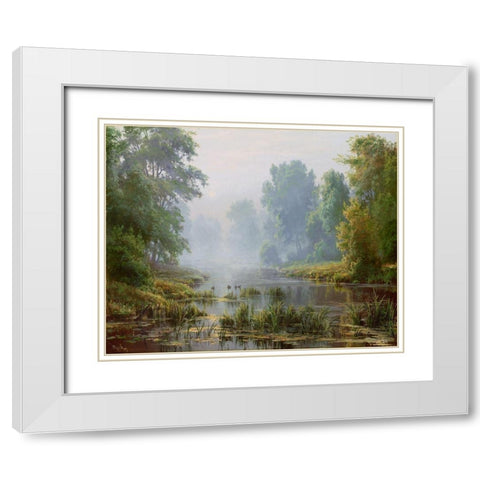 The morning White Modern Wood Framed Art Print with Double Matting by Basov, Sergej